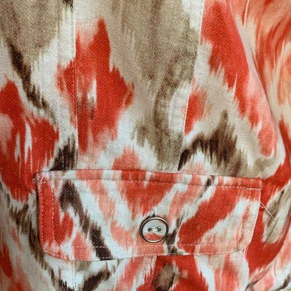 Chico's Linen Mandarin Collar Women's Ikat Blazer - Picture 4 of 8